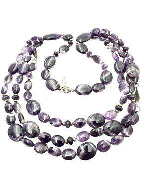 Coldwater Creek Necklace Sterling Silver Amethyst Statement 171 Grams